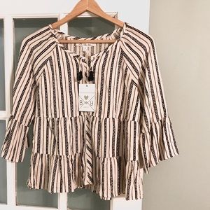 Be Only You Black & White Boho Peasant Top - Girls